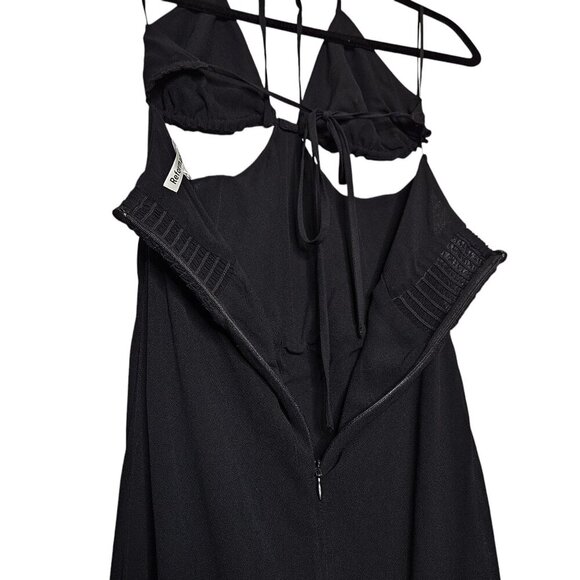 Reformation Romona Black Maxi Dress Size 4 NWT Cut Out Halter Smocked‎ Open Back - Picture 9 of 12